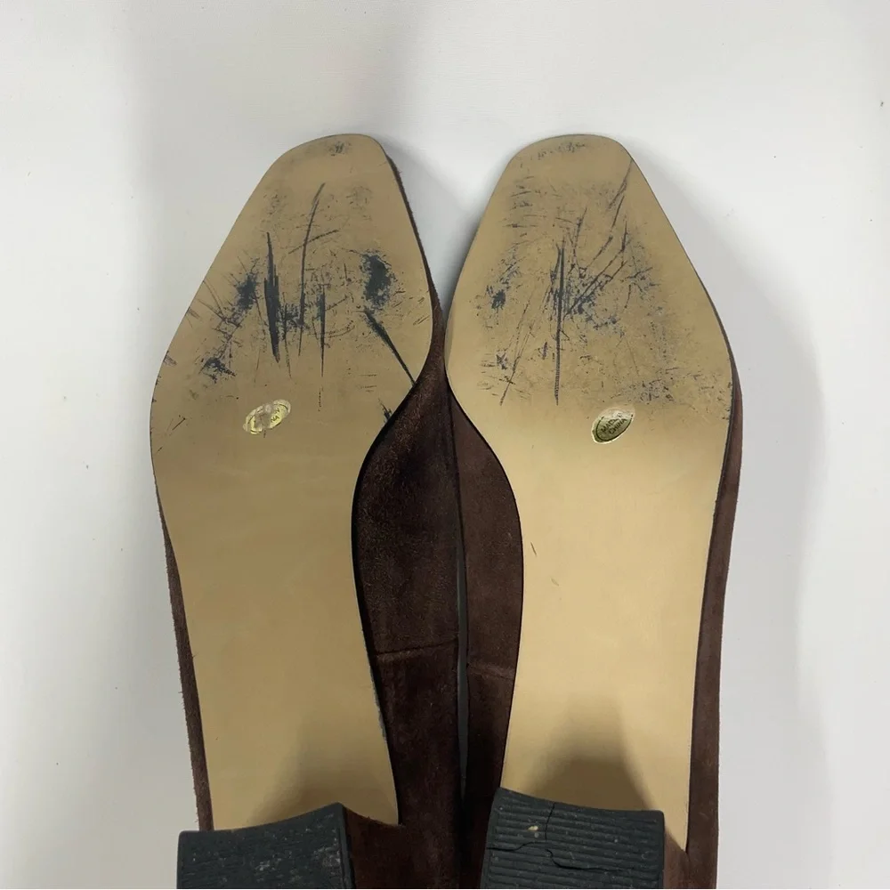 J. RENEE Brown Suede Leather Heel Pumps with Mink Fur Puff Ball Sz. 8 M - Picture 6 of 8